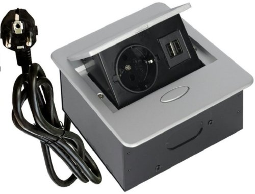 Розетка встраеваемая полуавтоматическая Sete 1-м.+2xUSB 138х108х67мм серый фото Розетка встраеваемая полуавтоматическая Sete 1-м.+2xUSB 138х108х67мм серый картинка